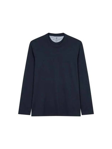 Sukday 10 e Point Men s Slim Fit Long Sleeve T Shirt Dark Navy 270631 - BRUNELLO CUCINELLI - BALAAN 1