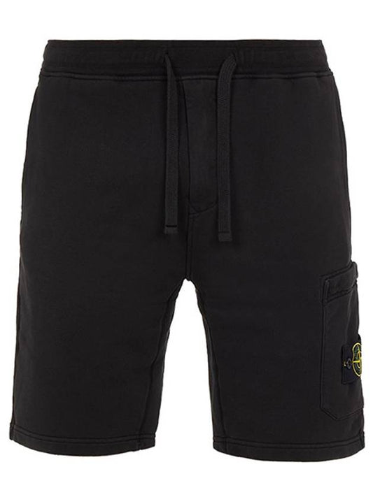 Waffen Patch  Fleece Bermuda Shorts Black - STONE ISLAND - BALAAN 2