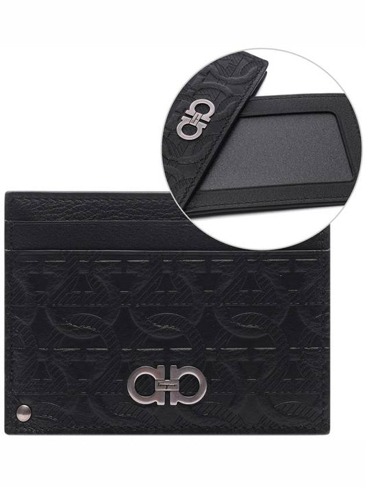 Gancini Embossed Card Wallet Black - SALVATORE FERRAGAMO - BALAAN 2