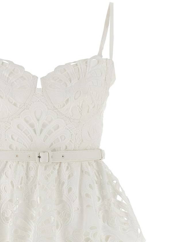 Self-Portrait 'White Cotton Lace Tiered Midi' Dress - SELF PORTRAIT - BALAAN 3