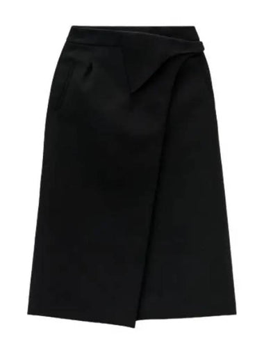 Virgin Wool Wrap Midi Skirt Black - WARDROBE.NYC - BALAAN 1