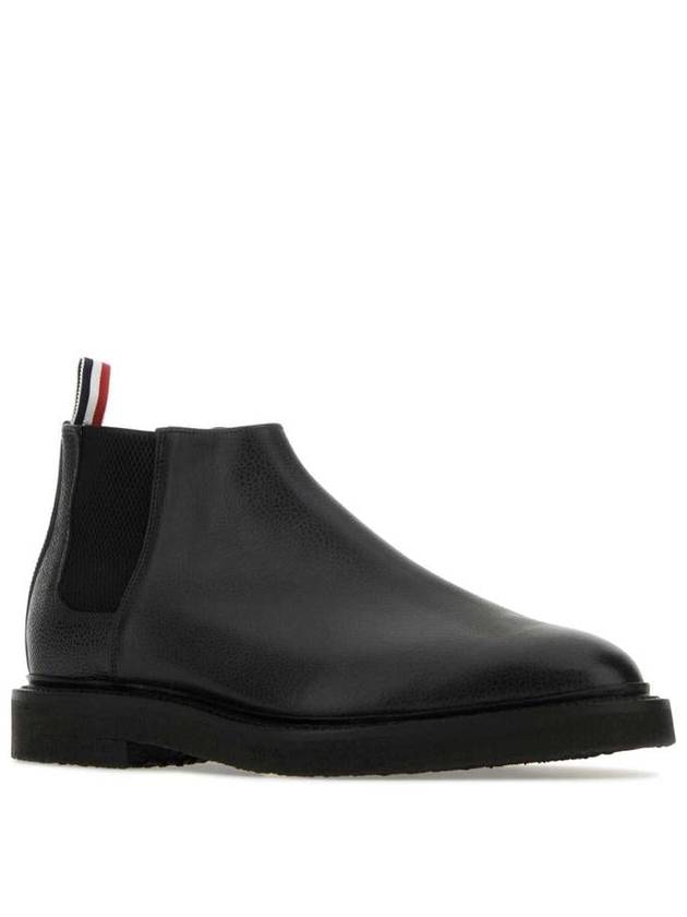 Pebble Crepe Sole Mid Top Grain Leather Chelsea Boots Black - THOM BROWNE - BALAAN 3