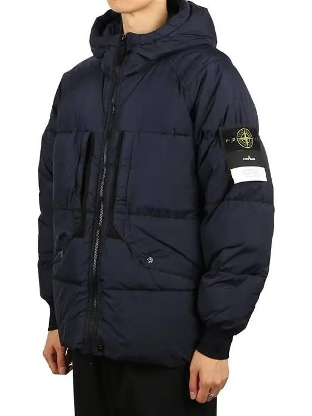 Garment Dyed Crinkle Reps Recycled Nylon Hoodie Padding Navy - STONE ISLAND - BALAAN 2