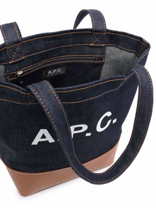 Logo Denim Axel Small Tote Bag Brown - A.P.C. - BALAAN 3