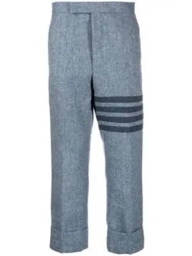 Donegal Tweed Low Rise 4 Bar Backstrap Straight Pants Light Blue - THOM BROWNE - BALAAN 2