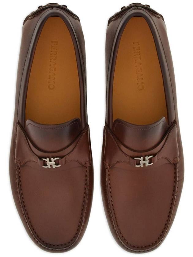 Gancini Leather Driving Shoes Brown - SALVATORE FERRAGAMO - BALAAN 4