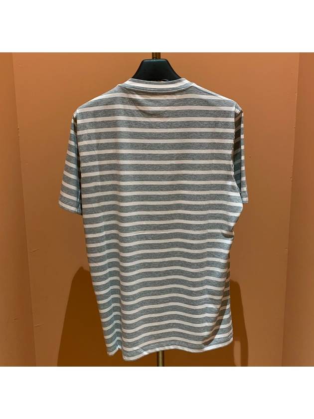 Striped Logo Short Sleeve T-Shirt Grey - BRUNELLO CUCINELLI - BALAAN 5