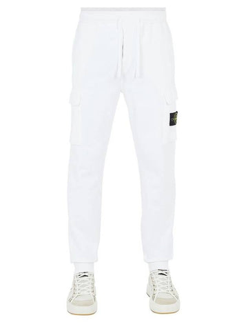 Garment Dyed Cotton Fleece Track Pants Ice - STONE ISLAND - BALAAN 1