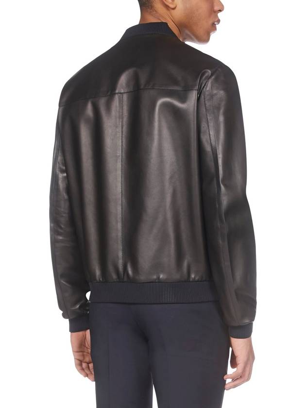 Reversible Nappa Leather Nylon Bomber Jacket Black - PRADA - BALAAN 5