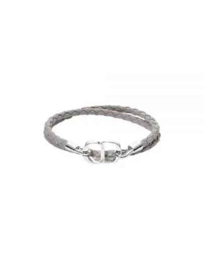 CD Icon Braided Leather Bracelet Grey - DIOR - BALAAN 2