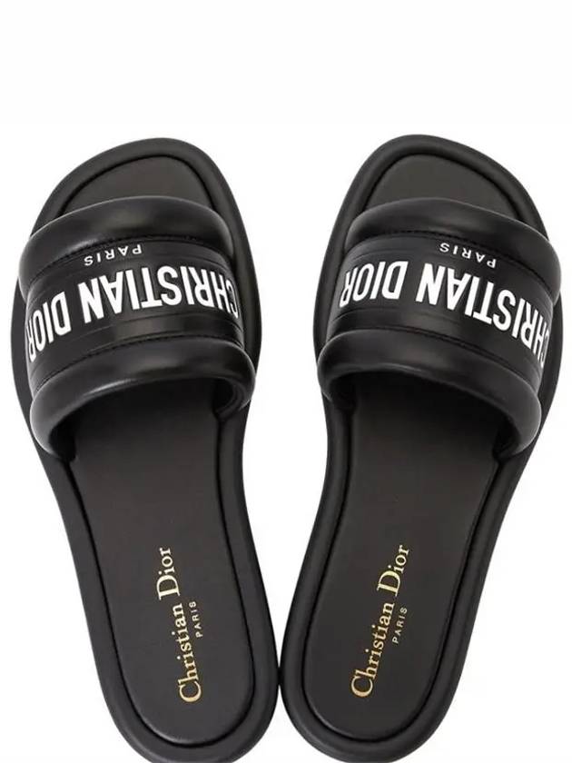 Every-D Embossed Lambskin Slippers Black - DIOR - BALAAN 3