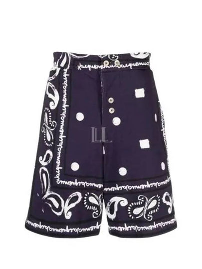 Le Short Pingo Paisley Print Bandana Shorts Navy - JACQUEMUS - BALAAN 2