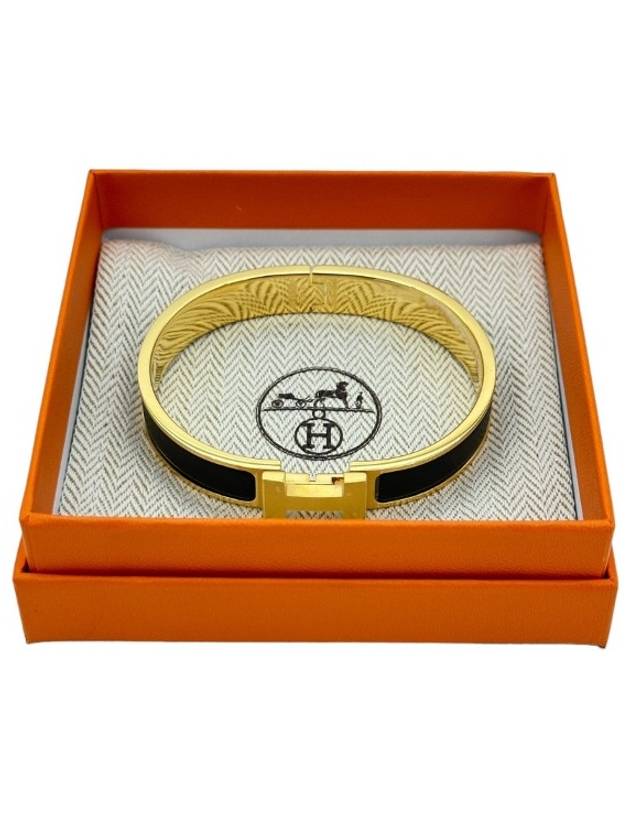 Clic HH Bracelet Gold Noir Mat - HERMES - BALAAN 2