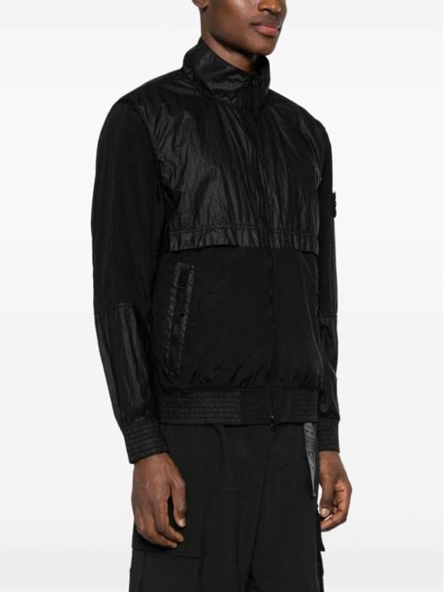 Logo Patch Recycled Nylon Track Jacket Black - STONE ISLAND - BALAAN 5