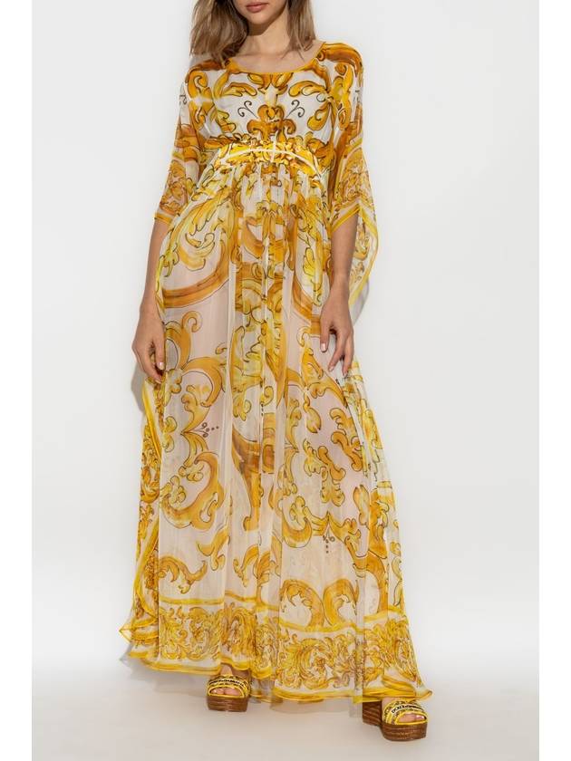 Dolce & Gabbana Dress With Majolica Print, Women's, Yellow - DOLCE&GABBANA - BALAAN 3