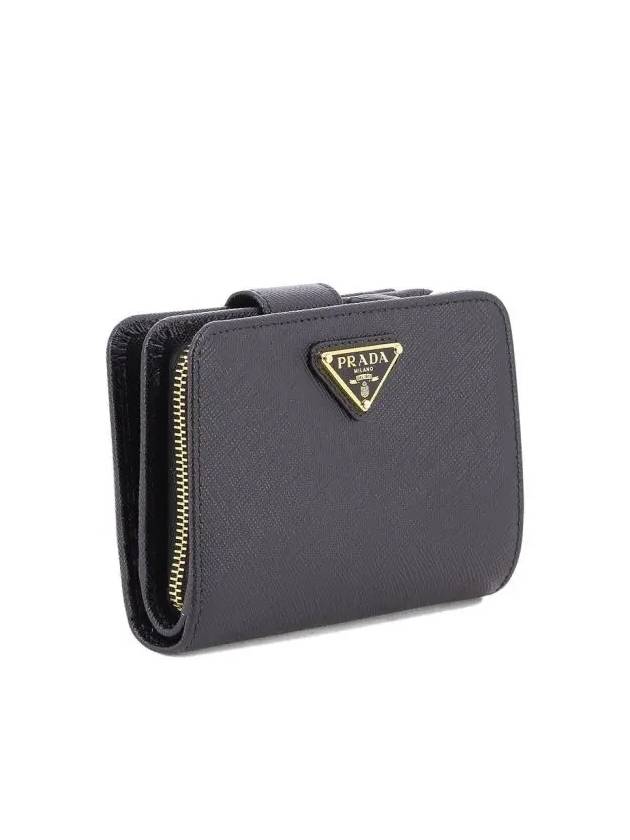 Small Saffiano Leather Half Wallet Black - PRADA - BALAAN 3