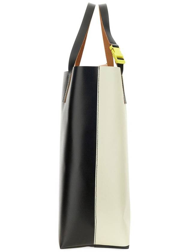 Logo Shopper Tote Bag Black White - MARNI - BALAAN 4