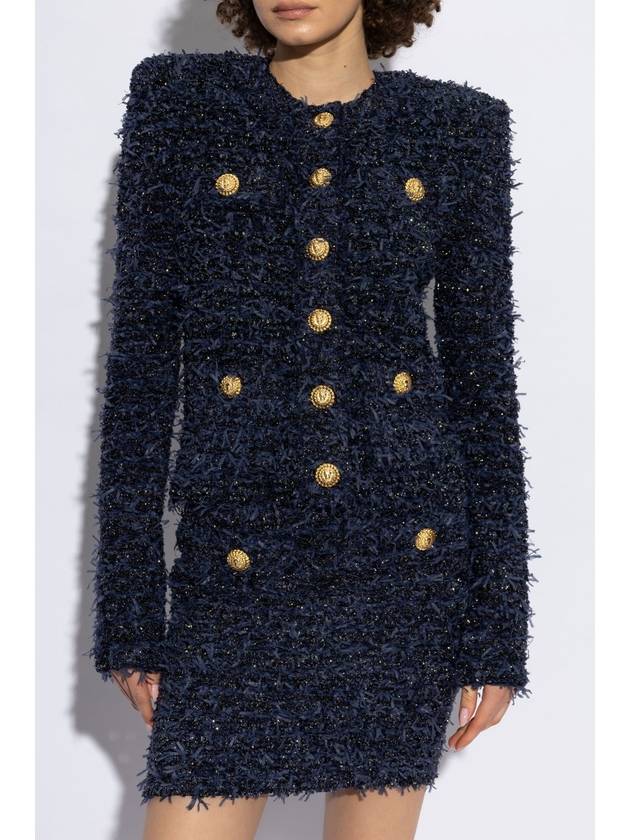 Balmain Tweed Jacket With Lurex Thread, Women's, Navy Blue - BALMAIN - BALAAN 3