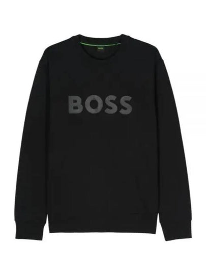 Logo Printed Cotton Sweatshirt Black - HUGO BOSS - BALAAN 2