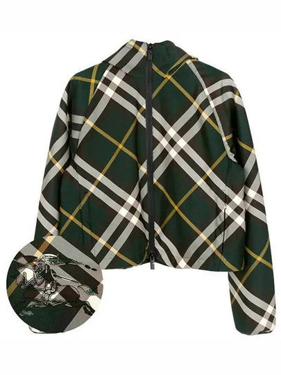 Check Pattern Zip-Up Hoodie Green - BURBERRY - BALAAN 2