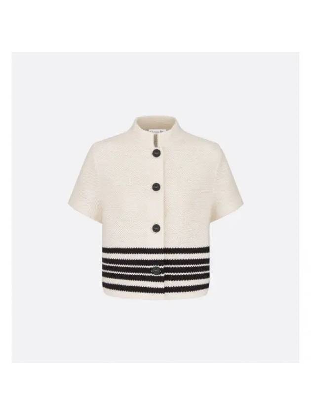 Mariniere Cotton Knit Short Sleeve Jacket Black White - DIOR - BALAAN 1