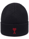 Heart Logo Wool Beanie Black - AMI - BALAAN 3