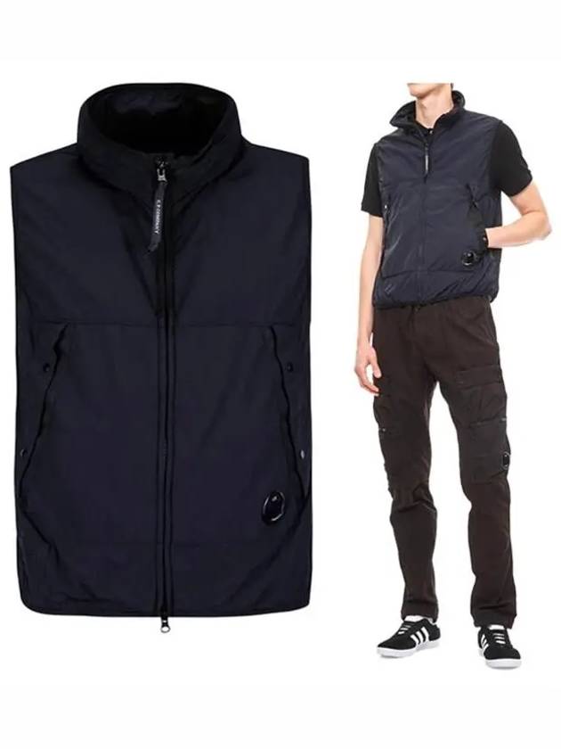 Lenswapen Logo Zip-Up Vest Navy - CP COMPANY - BALAAN.