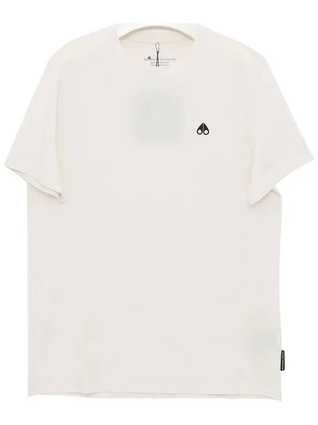 Satellite Logo Detail Crew Neck Short Sleeve T-Shirt Ivory - MOOSE KNUCKLES - BALAAN 3