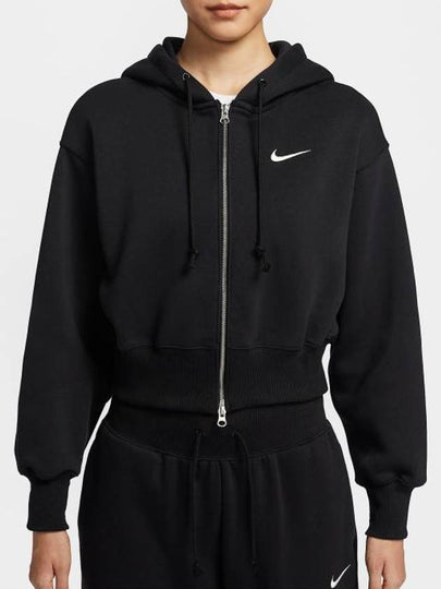 Sportswear Phoenix Fleece Crop Zip-Up Hoodie Black - NIKE - BALAAN 2