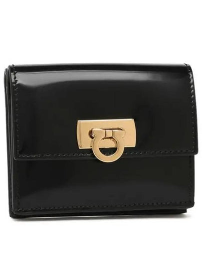 Gancini Compact Half Wallet Black - SALVATORE FERRAGAMO - BALAAN 2