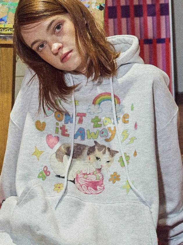 DTP Cake Cat Hoodie Melange White - CPGN STUDIO - BALAAN 1