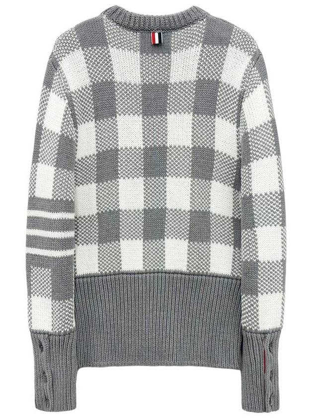 Men's 4 Bar Gingham Check Jacquard Knit Top Grey - THOM BROWNE - BALAAN 3