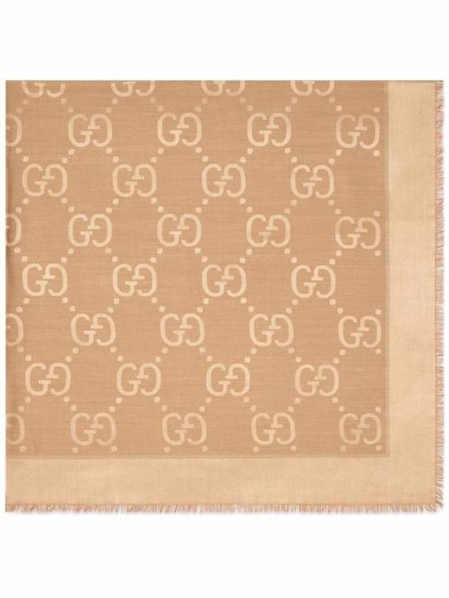 GG Jacquard Silk Wool Scarf Beige - GUCCI - BALAAN 2