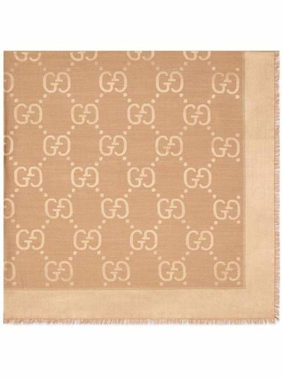 GG Jacquard Silk Wool Scarf Beige - GUCCI - BALAAN 2