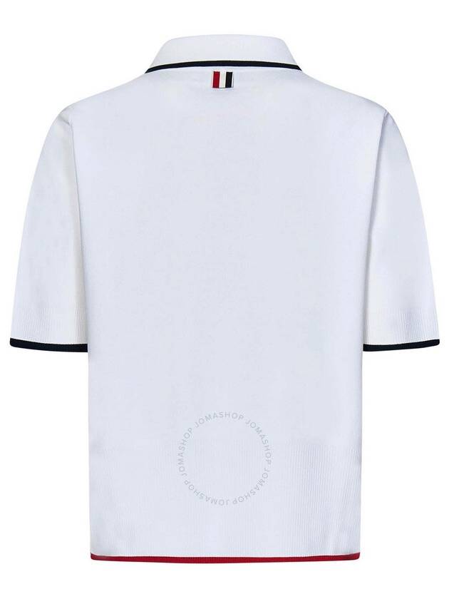 Rib Stitch Boxy Fit Polo Shirt White - THOM BROWNE - BALAAN 3