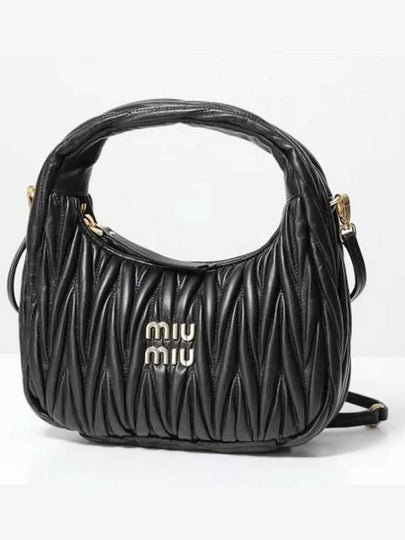 Wander Materasse Nappa Leather Mini Hobo Tote Bag Black - MIU MIU - BALAAN 2