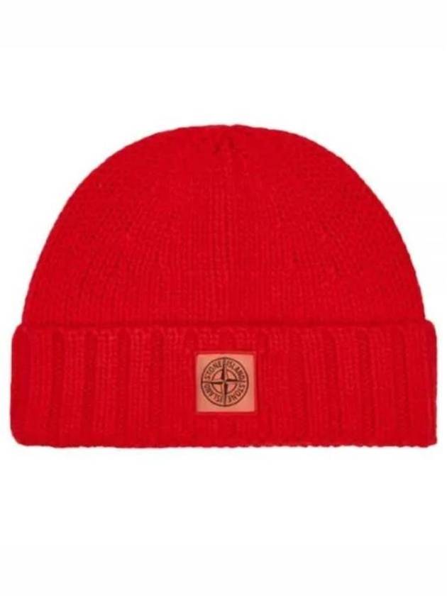 Logo Patch Wool Beanie Red - STONE ISLAND - BALAAN 2