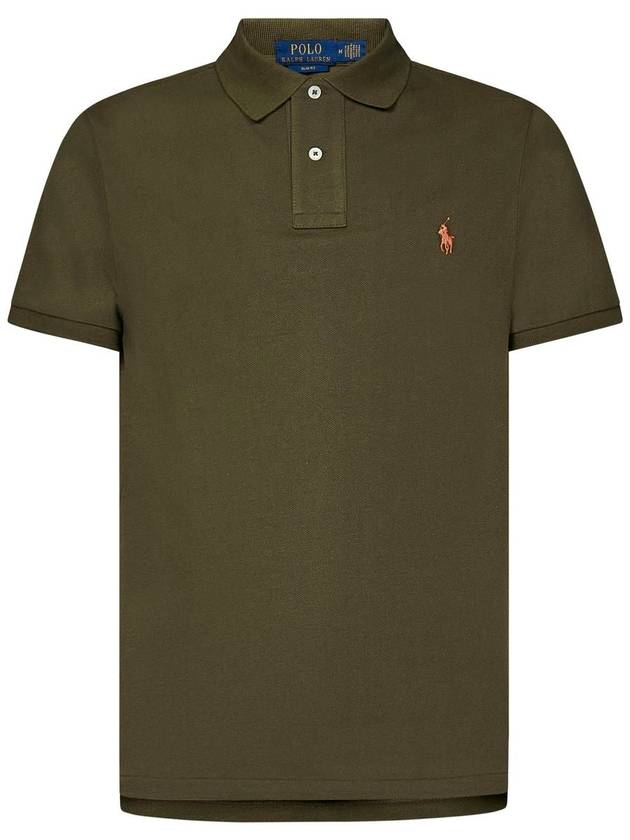 Men's Orange Embroidery Logo Short Sleeve PK Shirt Defender Green - POLO RALPH LAUREN - BALAAN 2