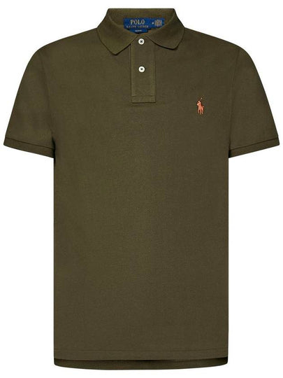 Men's Orange Embroidery Logo Short Sleeve PK Shirt Defender Green - POLO RALPH LAUREN - BALAAN 2