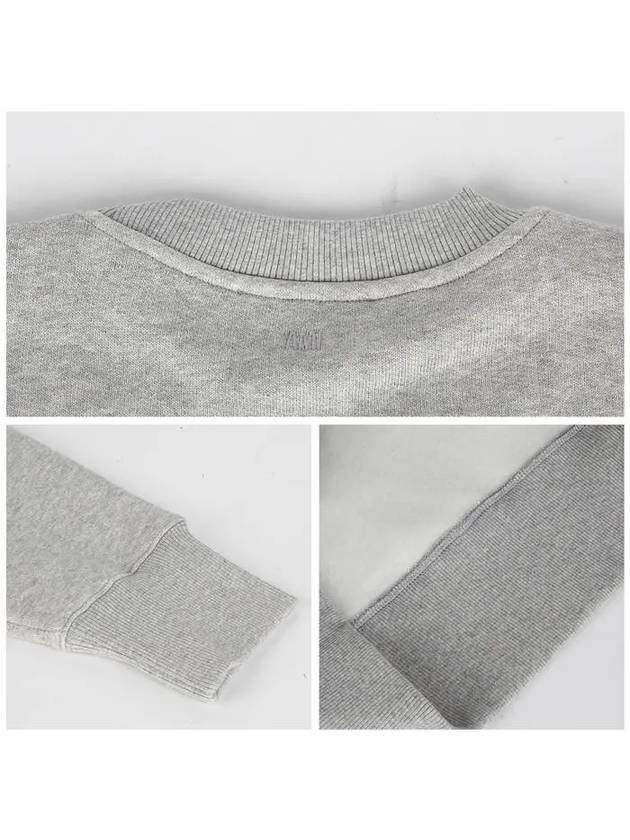 Logo Detail Crew Neck Cotton Sweatshirt Heather Ash Grey - AMI - BALAAN 7