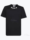 Neck Brushed Logo Cotton Short Sleeve T-Shirt Black - MSGM - BALAAN 2