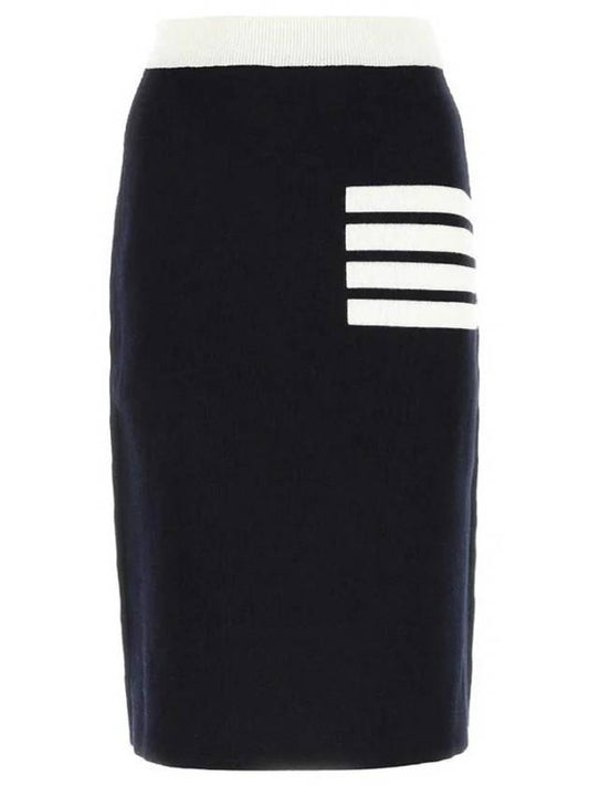 Double Face Merino 4 Bar A Line Skirt Navy - THOM BROWNE - BALAAN 2