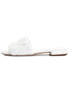 Women's Logo Leather Slippers White - MIU MIU - BALAAN.