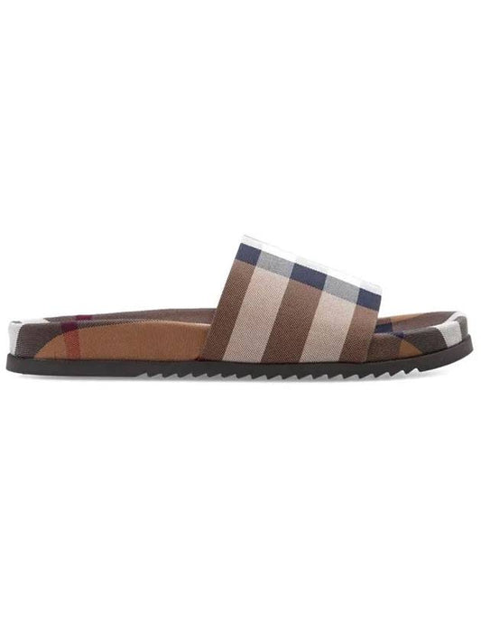 Men's Meloy Check Pattern Slippers Brown - BURBERRY - BALAAN.