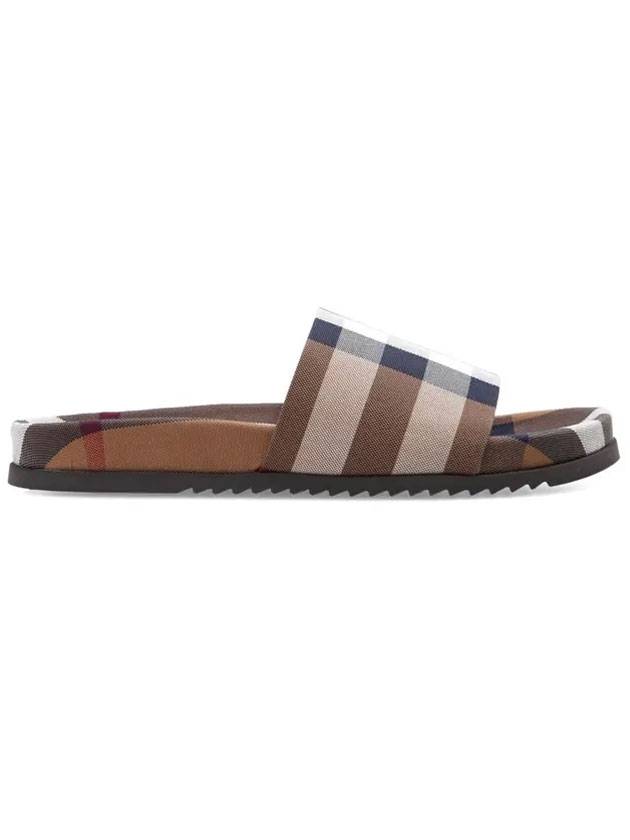 Men's Check Pattern Slippers Brown - BURBERRY - BALAAN 1