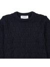 Merino Crisscross Cable Stitch Crewneck Knit Top Navy - THOM BROWNE - BALAAN 4