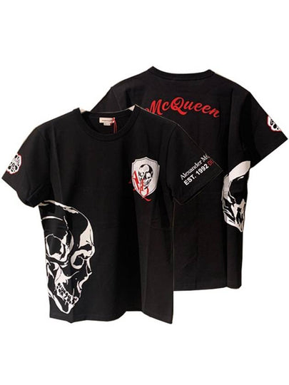 Skull Logo Graphic Print Short Sleeve T-Shirt Black - ALEXANDER MCQUEEN - BALAAN 2