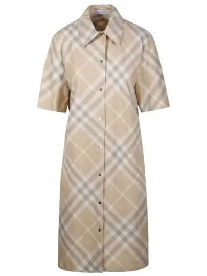 Check Cotton Midi Dress Beige - BURBERRY - BALAAN 2