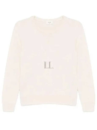 Triomphe Jacquard Crew Neck Heritage Cashmere Knit Top Off White - CELINE - BALAAN 2