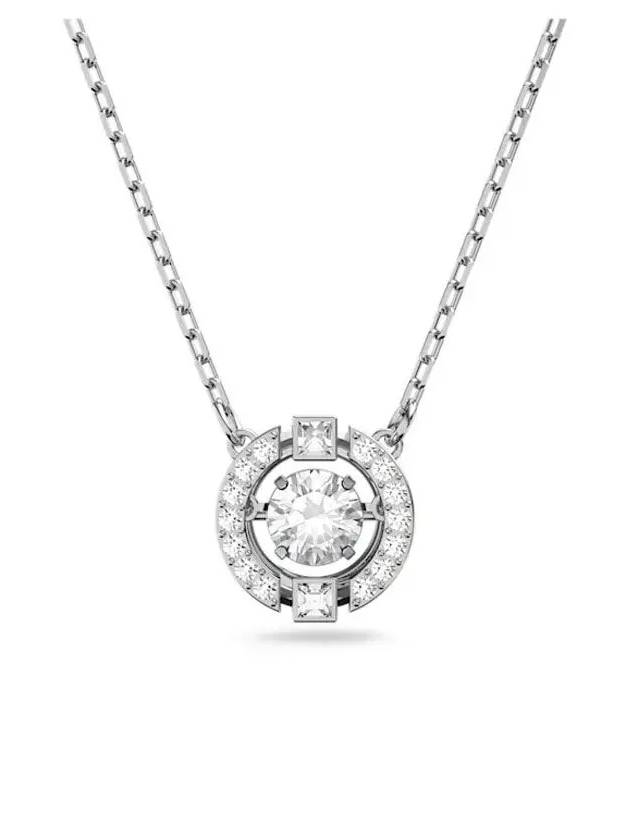 Una Crystal Round Cut Necklace White Silver - SWAROVSKI - BALAAN 3